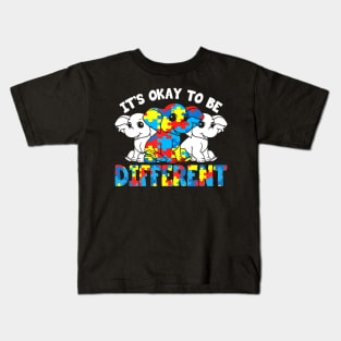 Its Ok To Be Different Cute Elephant Autism Awarenesss Kids T-Shirt